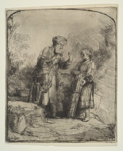 إبراهيم وإسحاق ، 1645. بواسطة رامبرانت فان راين