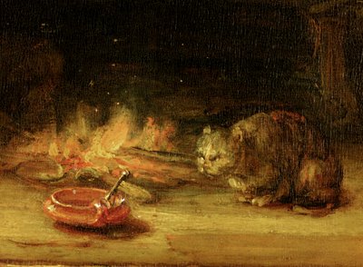 قطة ، تفاصيل العائلة المقدسة بستارة ، 1646 (انظر 244315) بواسطة رامبرانت فان راين
