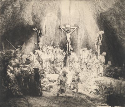 صلب المسيح بين اللصوص الثلاثة الصلبان 1653. بواسطة رامبرانت فان راين
