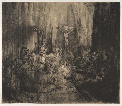 المسيح المصلوب بين اللصوص الثلاثة: الصلبان الثلاثة ، كاليفورنيا. 1660. بواسطة رامبرانت فان راين