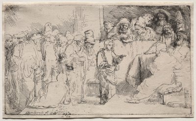 تنازع المسيح مع الأطباء: رسم تخطيطي ، 1652. بواسطة رامبرانت فان راين