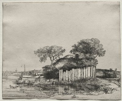 كوخ مع Paling الأبيض ، 1648. بواسطة رامبرانت فان راين