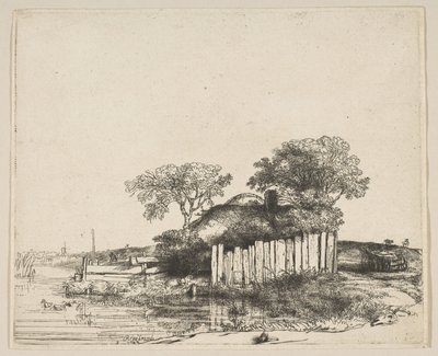 كوخ مع Paling الأبيض ، 1648. بواسطة رامبرانت فان راين