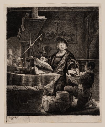 يان أويتنبوغارت ، "The Goldweigher" بواسطة رامبرانت فان راين