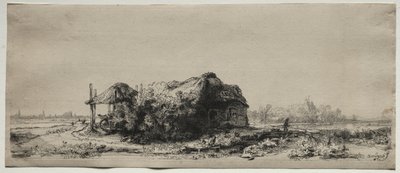 المناظر الطبيعية مع كوخ و Hay Barn: Oblong ، 1641. بواسطة رامبرانت فان راين