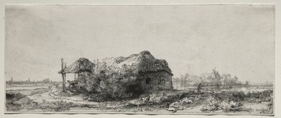 المناظر الطبيعية مع كوخ و Hay Barn: Oblong ، 1641. بواسطة رامبرانت فان راين