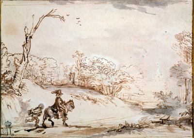 منظر طبيعي مع فارس ، 1648-1650. بواسطة رامبرانت فان راين