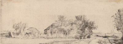 منظر طبيعي بطريق بجوار ترعة ، ج. 1652. بواسطة رامبرانت فان راين