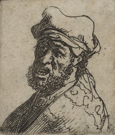 رجل يصرخ ، ثلاثة أرباع اليسار: تمثال نصفي ، كاليفورنيا. 1629. ، كاليفورنيا. 1629. بواسطة رامبرانت فان راين