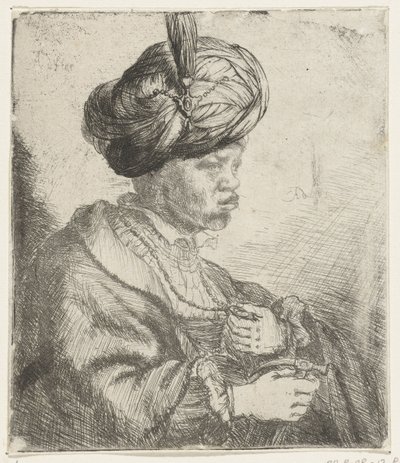 رجل مع عمامة ، 1660-70 بواسطة رامبرانت فان راين