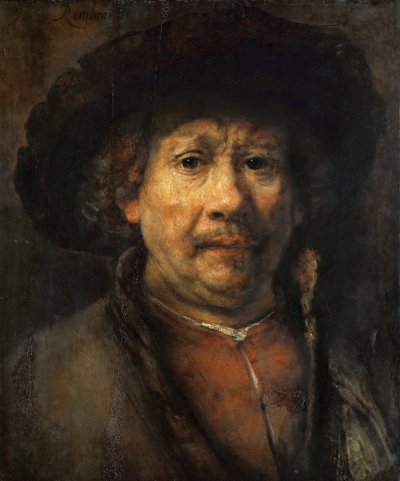 Petit autoportrait - صورة شخصية صغيرة ، بقلم رامبرانت فان راين (1606-1669). زيت على خشب ، حوالي 1657. الأبعاد: 48x40،6 سم. متحف تاريخ الفن ، فيين بواسطة رامبرانت فان راين