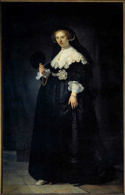 Portrait en pied de Oopjen Coppit, woman by Maertens Soolmans Painting by Harmensz van Rijn dit Rembrandt (1606-1669) بواسطة رامبرانت فان راين
