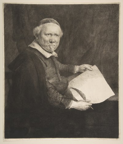 صورة لـ Lieven Willemsz van Coppenol ، كتابة سيد اللوحة الأكبر ، 1658. بواسطة رامبرانت فان راين