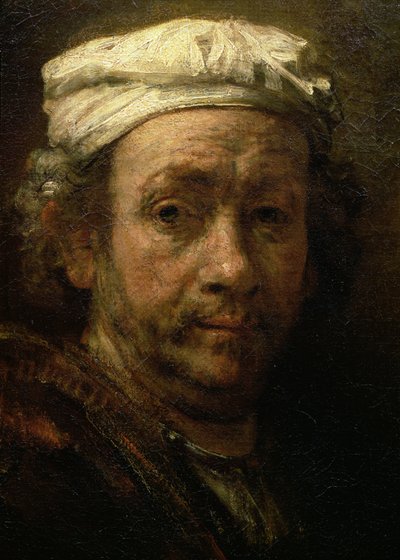 صورة للفنان عند حامله ، تفاصيل الوجه ، 1660 (تفاصيل 91054) بواسطة Rembrandt van Rijn
