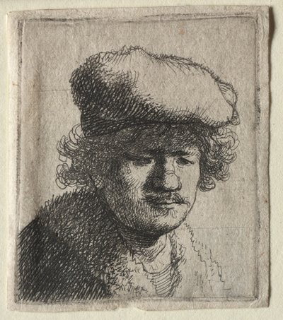 صورة شخصية مع سحب الغطاء للأمام ، ج. 1631. بواسطة رامبرانت فان راين