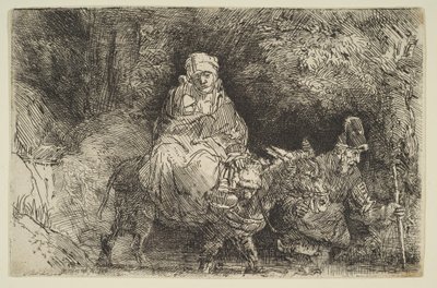 الرحلة إلى مصر: عبور بروك ، 1654. بواسطة رامبرانت فان راين