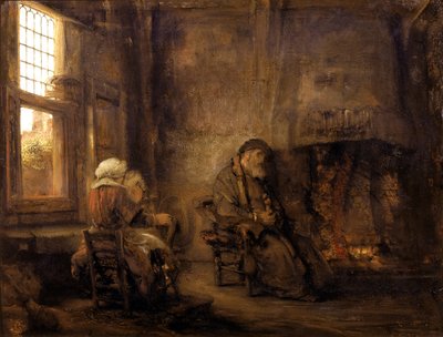 توبيت وآنا في انتظار عودة ابنهما ، 1659 بواسطة رامبرانت فان راين