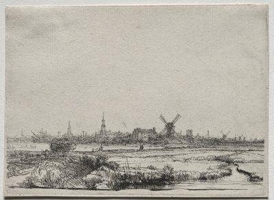 منظر لأمستردام من الشمال الغربي ، ج. 1640. بواسطة رامبرانت فان راين