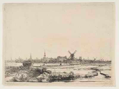 منظر لأمستردام من الشمال الغربي ، كاليفورنيا. 1640. بواسطة رامبرانت فان راين