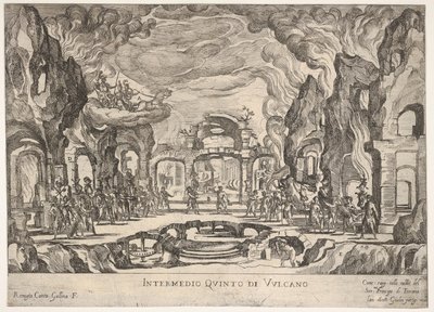 الفاصل الخامس: فولكان Intermedio quinto di Volcano ، من سلسلة Seven Interludes ... ، 1608. بواسطة ريميجيو كانتاجالينا