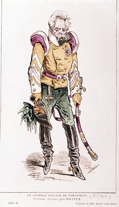 جاك أوفنباخ: "الحياة الباريسية". ملقة العامة من بورتوريكو ، زي Draner. 1866. بواسطة رينارد جول درينر