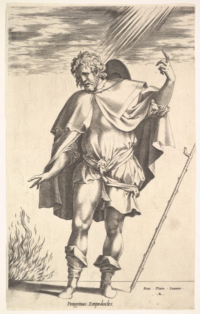 Empedocles ، واقفا أمامي ورأسه تحول في عرض ثلاثة أرباع ، يوجه ... ، كاليفورنيا. 1545-63. بواسطة رينيه بويفين