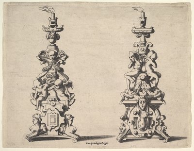 تصميمان من الشموع ، كاليفورنيا. 1550-60. بواسطة رينيه بويفين