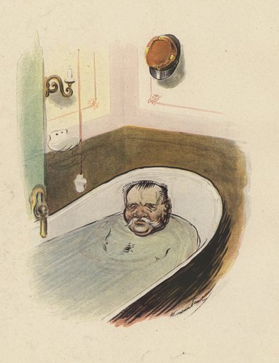 Man in a bathtub (colour litho) بواسطة رينيه جورج هيرمان بول