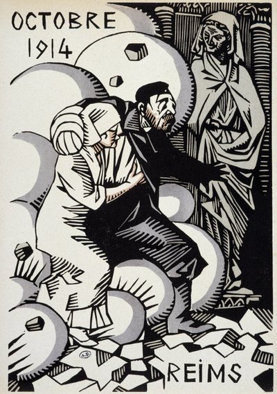 أكتوبر 1914 ، ريمس - رسم هيرمان بول - في "" تقويم الحرب "طبعة. 1916 بواسطة رينيه جورج هيرمان بول