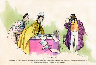 التزام Chocolat من قبل مدير Nouveau Cirque de Paris- clowns duo George Footitt (كتب أحيانًا FootIT أو Footitt ، اسمه الحقيقي Tudor Hall ، مهرج أبيض بواسطة رينيه فنسنت
