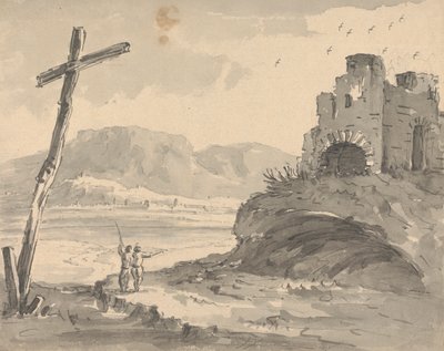 منظر طبيعي مع صليبي كبير بواسطة Rev. William Gilpin