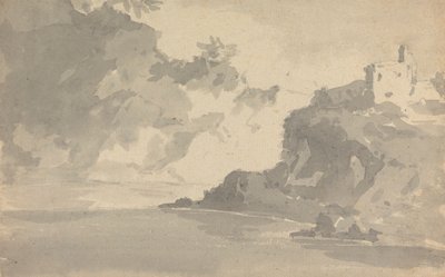 رسم مع قلعة على قمة جبل بواسطة Rev. William Gilpin