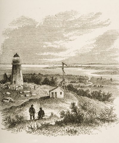 ساندي هوك نيو جيرسي ، ينظر إليها من المنارة في سبعينيات القرن التاسع عشر ، c.1880 بواسطة القس صمويل مانينغ