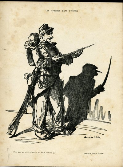 رسم توضيحي لـ Ricardo Flores (1878-1918) في Le Lire ، 22/01/10 - Apaches in the Armee - Apaches proxenetes - الظل / الضوء بواسطة ريكاردو فلوريس