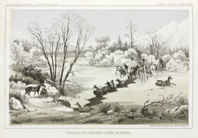 Crossing the Hellgate River, Montana, USA, 6 January 1854 بواسطة ريتشارد (بعد) داد