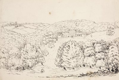 Pencil sketch of a building on a wooded hillside, South Atlantic بواسطة ريتشارد (بعد) داد