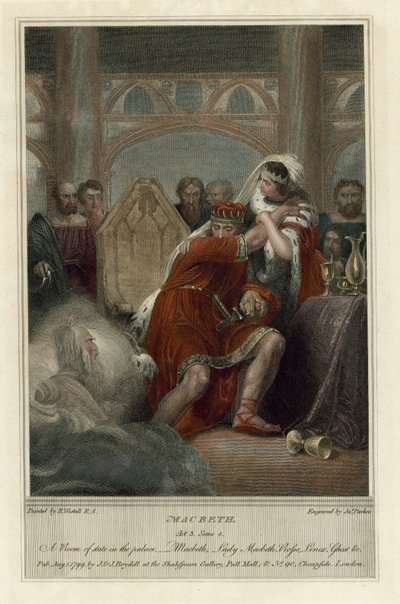 رسم توضيحي لشكسبير ماكبث ، الفصل الثالث ، المشهد 4 (نقش ملون) بواسطة ريتشارد (بعد) ويستال