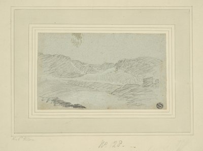 منظر التلال (فحم على ورق مضغوط أزرق ، موضوع على ورق مضغوط كريمي (طبقتان)) بواسطة ريتشارد (Attr.to) ويلسون