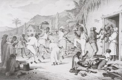 الرقص الأسود ، من "مشهد غرب الهند مع رسوم توضيحية لشخصية الزنوج" ، طبعه آر. جينينغز بواسطة ريتشارد بريدجينز