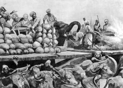 مدفعية Nawab Siraj Ud Daulahs على منصتها المنقولة ، الهند ، 1757 ، 1893. بواسطة ريتشارد كاتون الثاني وودفيل