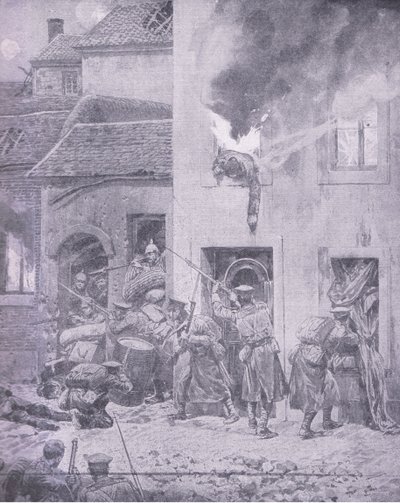 في قبضة العدو: القتال بين المنازل في Ypres ، من History of the Great War Vol 3 الذي نشرته Waverley Book Co Limited ، c.1920 بواسطة ريتشارد كاتون وودفيل