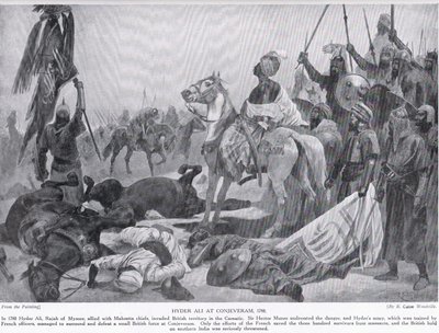 حيدر علي في Conjeveram في عام 1780 ، التوضيح من Hutchinsons History of the Nations بواسطة ريتشارد كاتون وودفيل