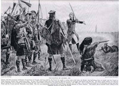 معركة كيبيك ، 1759 ، رسم توضيحي من "قصة هتشنسون عن الأمة البريطانية" ، ج .1923 بواسطة ريتشارد كاتون وودفيل