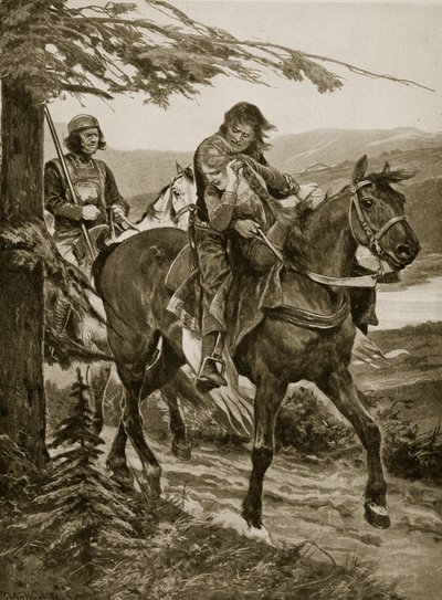 الملك ديرموت يحمل ديفورجيل ، رسم توضيحي من "قصة هتشنسون للأمة البريطانية" ، حوالي 1920 بواسطة ريتشارد كاتون وودفيل جونيور