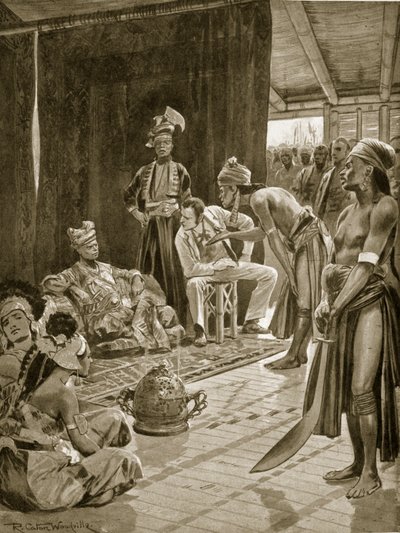 السير جيمس بروك في بورنيو ، 1842 ، رسم توضيحي من "قصة هتشنسون عن الأمة البريطانية" ، ج .1923 بواسطة ريتشارد كاتون وودفيل جونيور