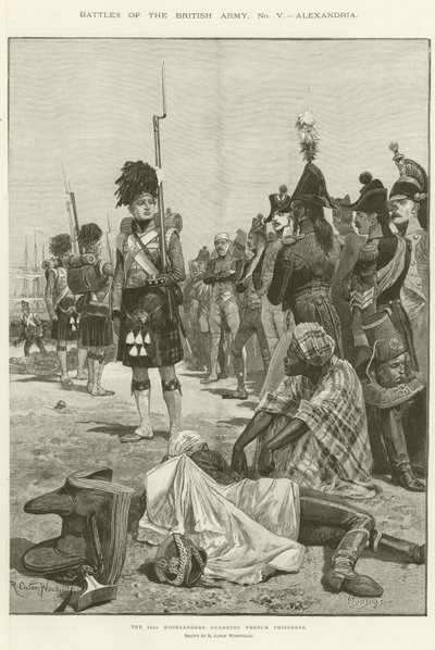 ال 42 المرتفعات يحرسون السجناء الفرنسيين بواسطة Richard Caton Woodville junior