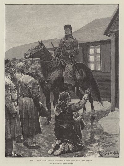 المجاعة في روسيا ، تتوسل للحصول على الخبز في منزل العمدة ، بالقرب من سيمبيرسك بواسطة Richard Caton Woodville junior