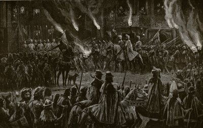 The Marching Watch ، رسم توضيحي من "قصة هتشنسون عن الأمة البريطانية" ، ج .1923 بواسطة ريتشارد كاتون وودفيل جونيور