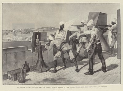 The Soudan Advance ، يعود إلى البربر ، ويلعب مكسيم على حصان البقارة بعد قصف Metemmeh بواسطة Richard Caton Woodville junior
