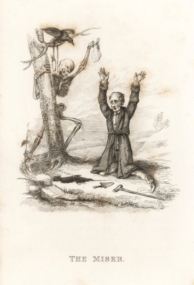 الهيكل العظمي للموت والبخيل. ، 1827 (نقش) بواسطة ريتشارد داجلي